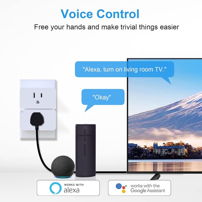 Eva's Light WiFi Smart Plugs 4 Pack, Smart Plugs That Work with Google Home for Voice Control Smart Outlet Plug with Timer APP Remote Control 1875W No Hub Required 2.4G Only, FCC and ETL Listed - Image 3